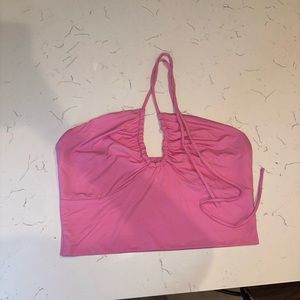 barbie pink keyhole halter crop top